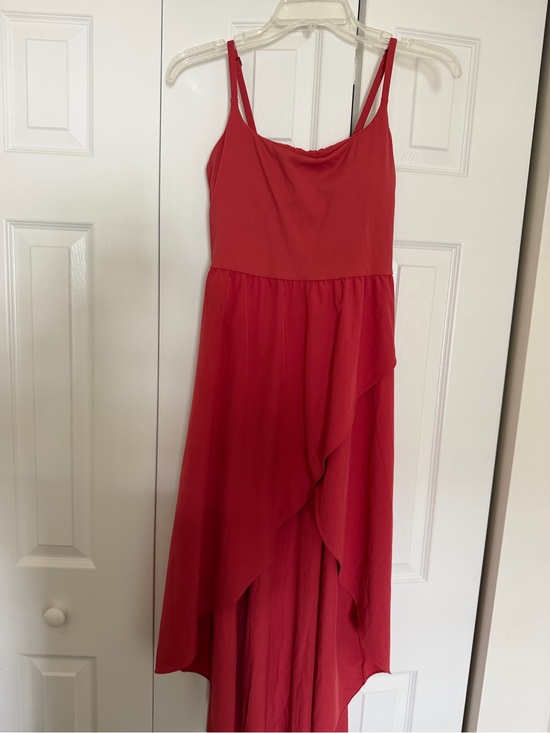 HALARA Dresses & Skirts - Halara Red Midi Dress XS Built-In Bra Sleeveless High Low Dress